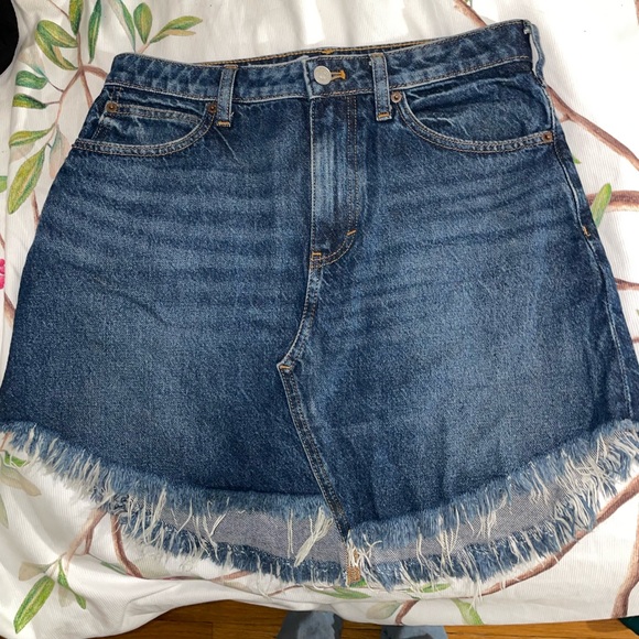 We The Free Frayed Hem Mini Denim Skirt Blue size 28, OB1006434, Indigo - Picture 2 of 7